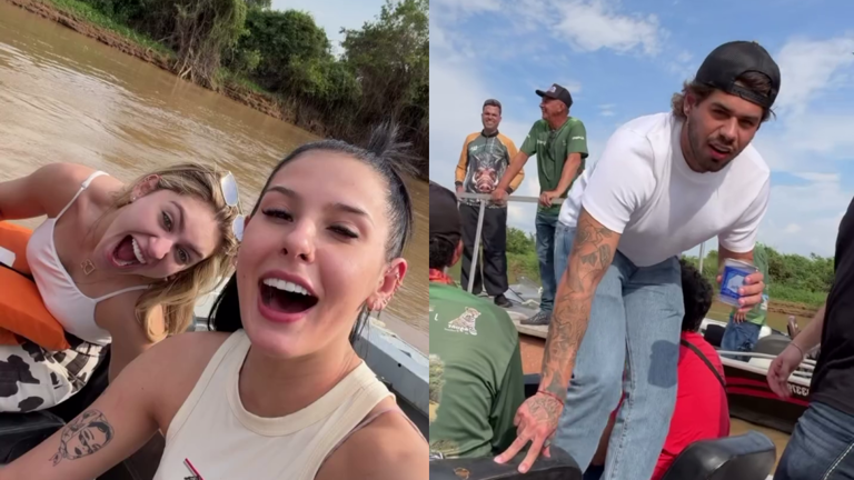 Ana Castela e Zé Felipe aproveitam o domingo passeando de barco