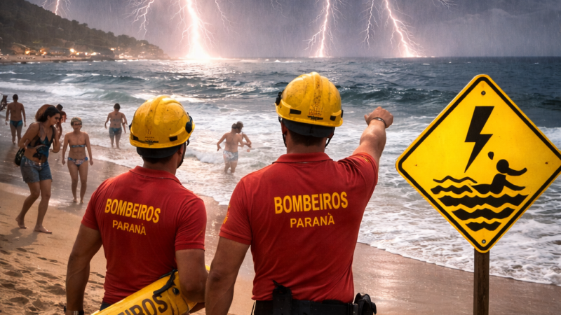 Bombeiros alertam para risco de descargas elétricas no mar durante temporais no Carnaval