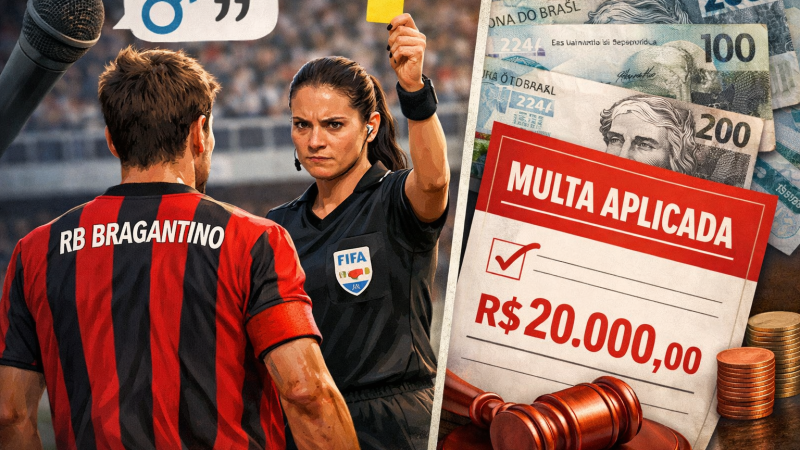 Bragantino multa jogador que fez declaração machista sobre árbitra