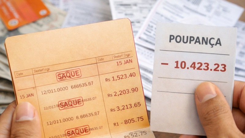 Gastos de janeiro pressionam e poupança registra mais saques do que depósitos na poupança no 1o mes do ano