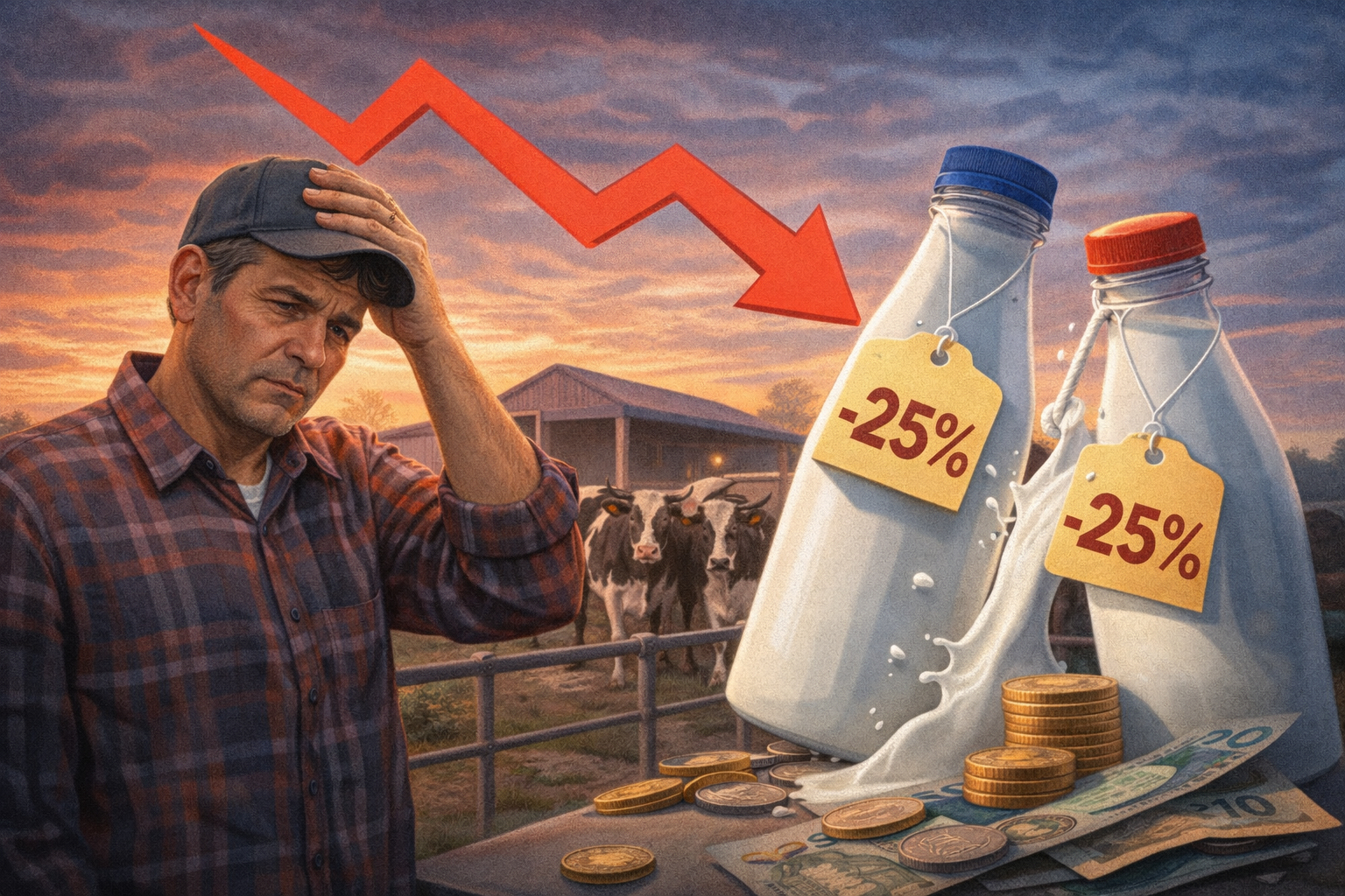 Preço pago pelo leite caiu mais de 25% em 2025