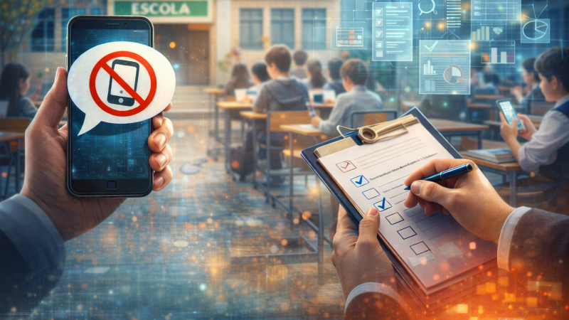 MEC realiza pesquisa nacional para avaliar impactos da lei que regula o uso de celulares nas escolas