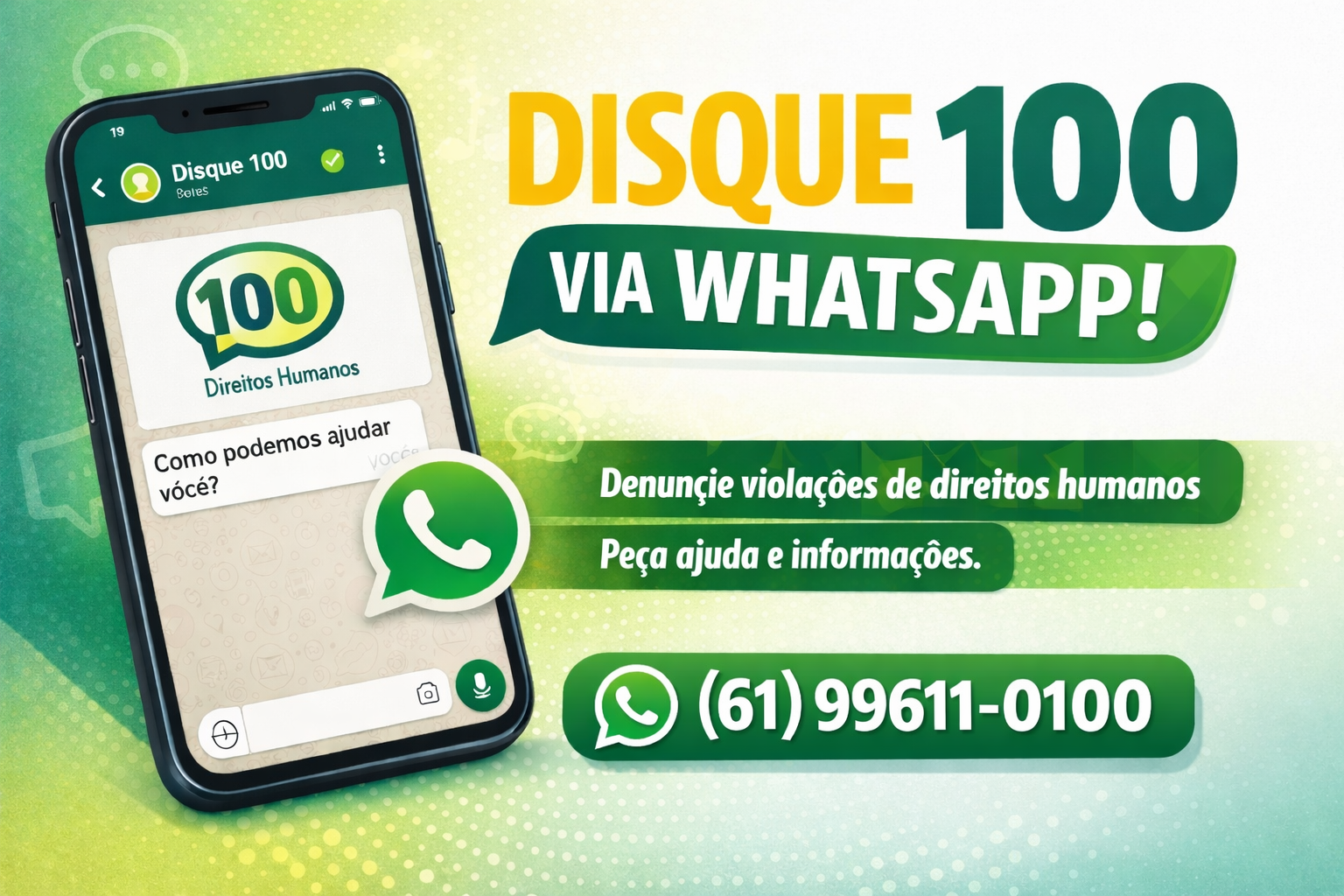 Ano já tem quase 37 mil denúncias feitas pelo Disque 100 no WhatsApp